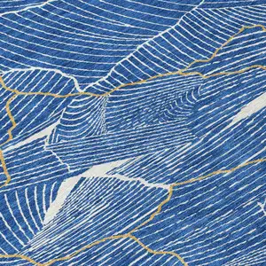 Photo of Blue Ivory And Gold Abstract Washable Indoor Outdoor Area Rug