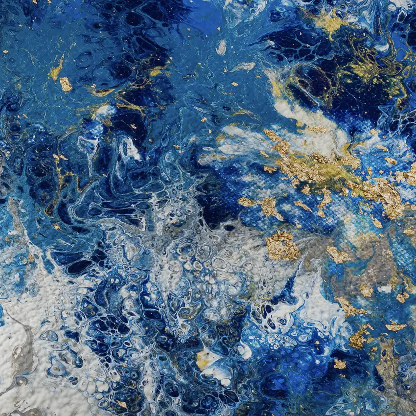 Blue Ivory And Gold Abstract Washable Indoor Outdoor Area Rug Photo 4