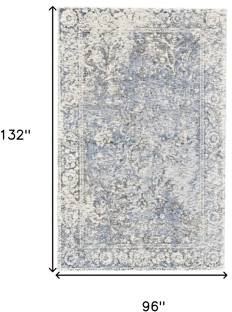Blue Ivory And Gray Abstract Hand Woven Area Rug Photo 4