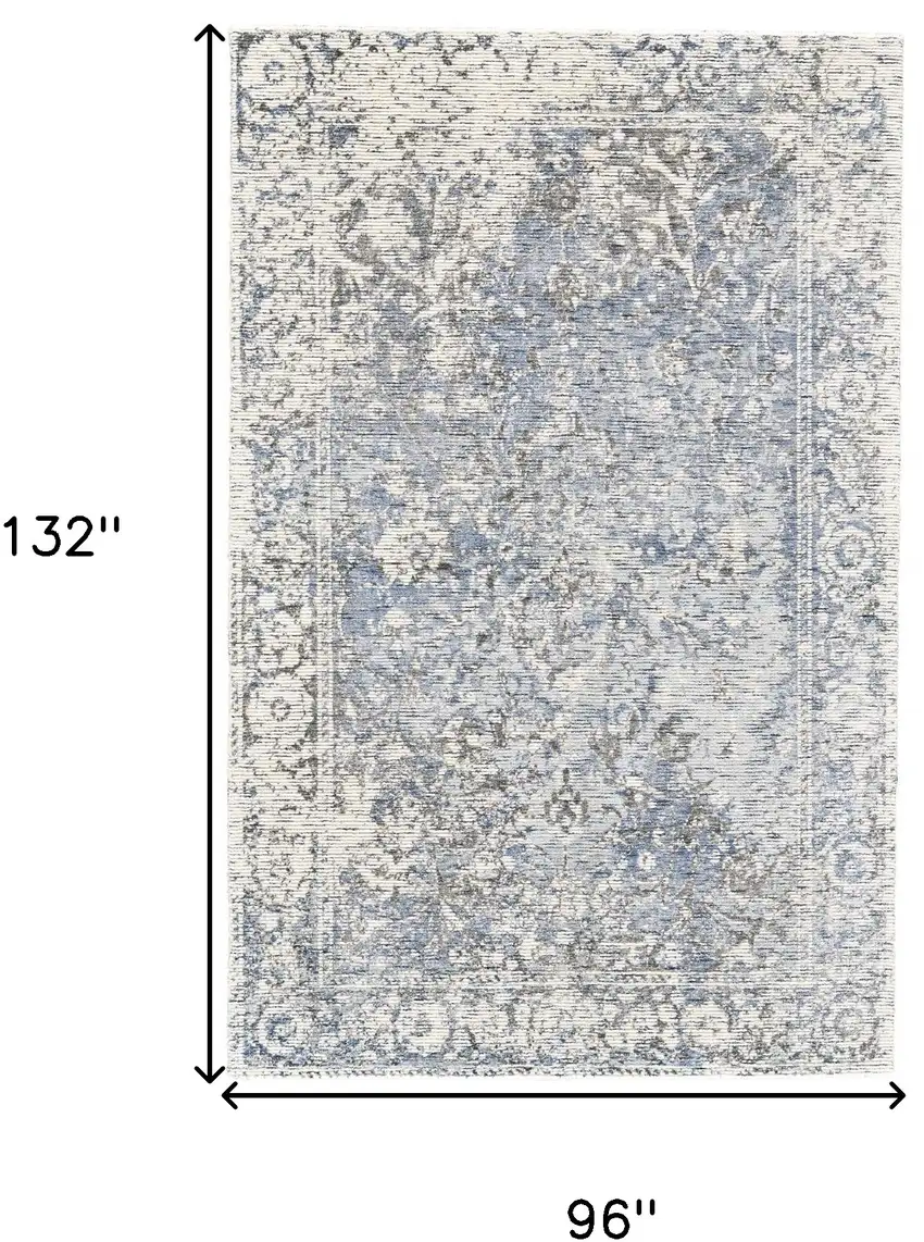Blue Ivory And Gray Abstract Hand Woven Area Rug Photo 5