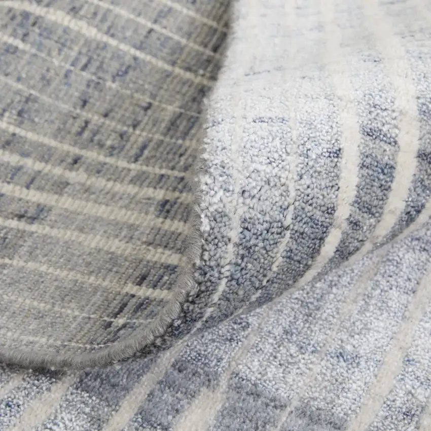 Blue Ivory And Gray Abstract Hand Woven Distressed Area Rug Photo 8