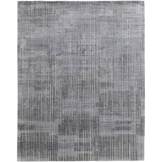 Blue Ivory And Gray Abstract Hand Woven Distressed Area Rug Photo 7