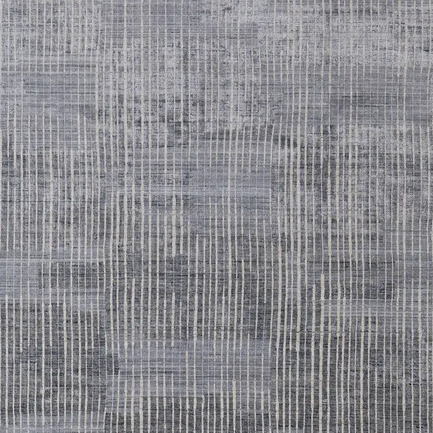 Blue Ivory And Gray Abstract Hand Woven Distressed Area Rug Photo 9