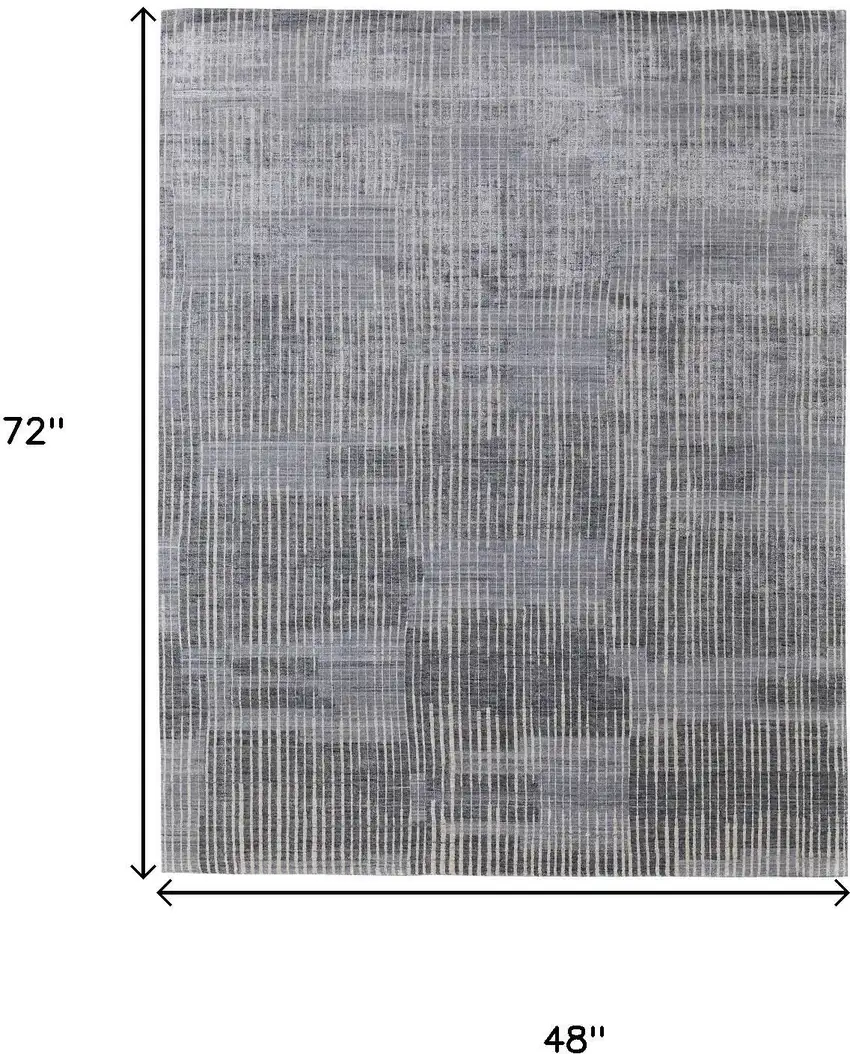 Blue Ivory And Gray Abstract Hand Woven Distressed Area Rug Photo 3