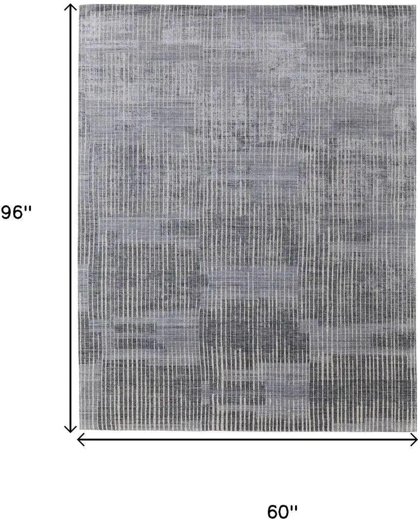 Blue Ivory And Gray Abstract Hand Woven Distressed Area Rug Photo 3