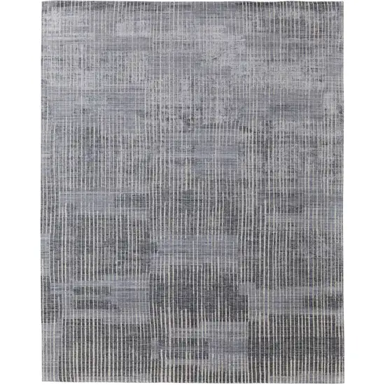 Blue Ivory And Gray Abstract Hand Woven Distressed Area Rug Photo 2