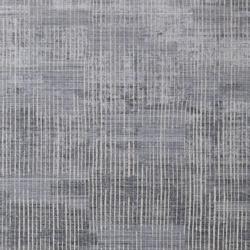 Blue Ivory And Gray Abstract Hand Woven Distressed Area Rug Photo 9