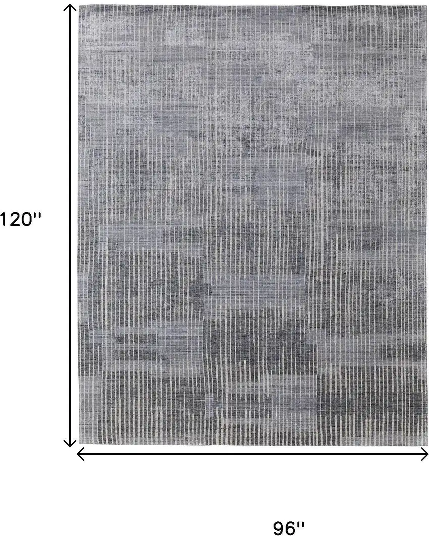 Blue Ivory And Gray Abstract Hand Woven Distressed Area Rug Photo 3