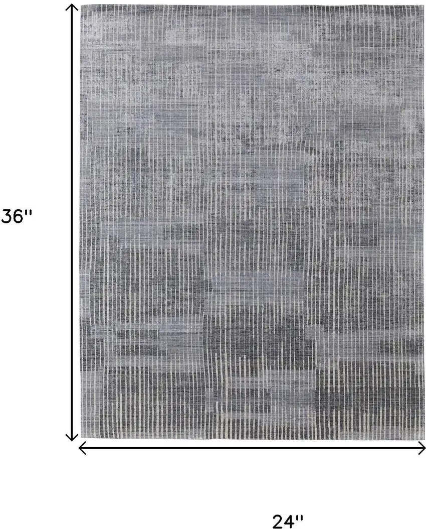 Blue Ivory And Gray Abstract Hand Woven Distressed Area Rug Photo 3