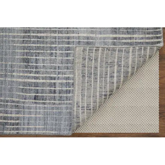 Blue Ivory And Gray Abstract Hand Woven Distressed Area Rug Photo 8