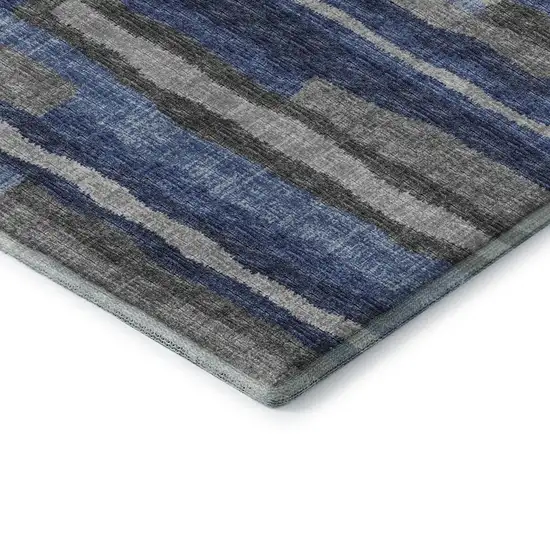 Blue Ivory And Gray Abstract Washable Area Rug With UV Protection Photo 7