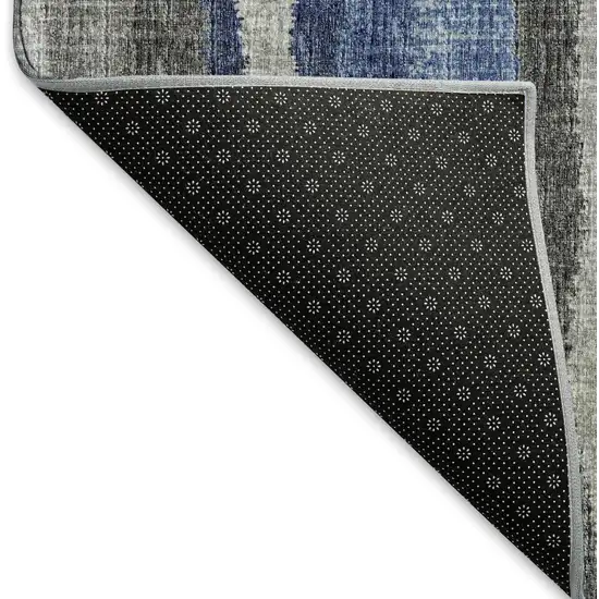 Blue Ivory And Gray Abstract Washable Area Rug With UV Protection Photo 6