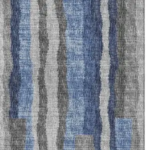 Photo of Blue Ivory And Gray Abstract Washable Area Rug With UV Protection