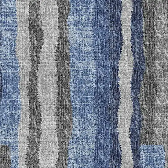 Blue Ivory And Gray Abstract Washable Area Rug With UV Protection Photo 6