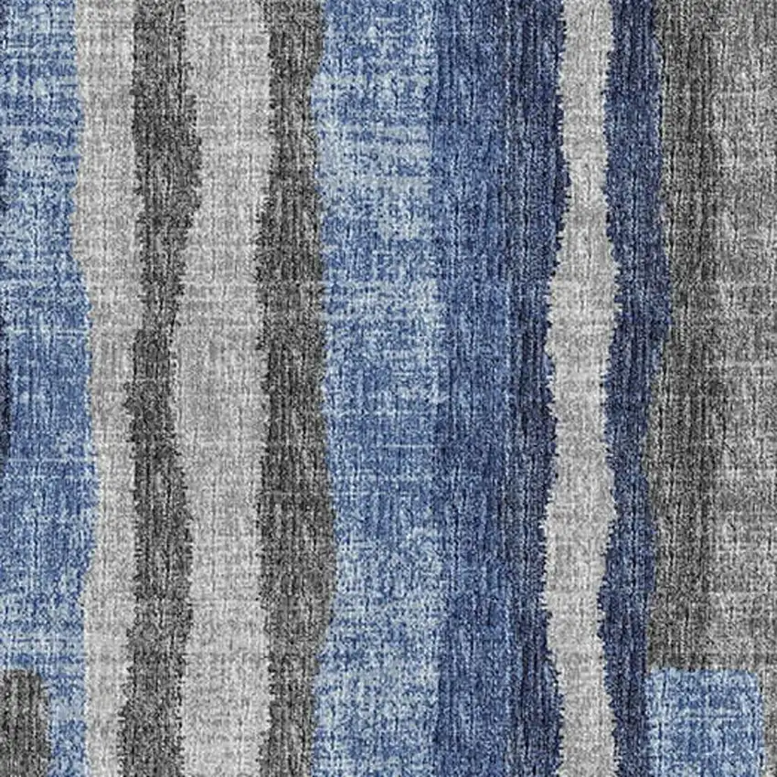 Blue Ivory And Gray Abstract Washable Area Rug With UV Protection Photo 6