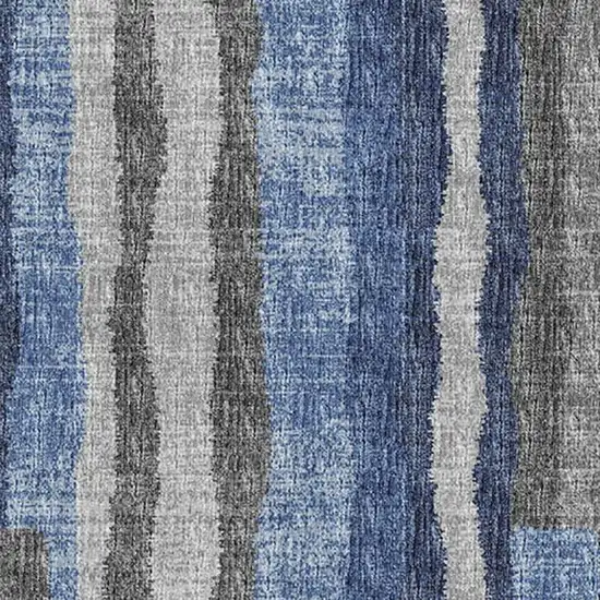 Blue Ivory And Gray Abstract Washable Area Rug With UV Protection Photo 4