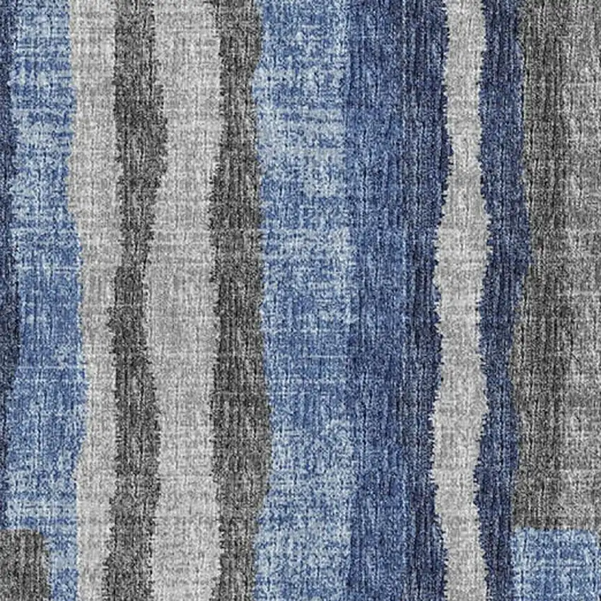 Blue Ivory And Gray Abstract Washable Area Rug With UV Protection Photo 4