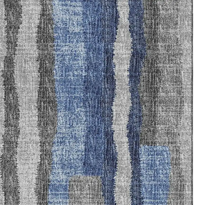 Blue Ivory And Gray Abstract Washable Area Rug With UV Protection Photo 4
