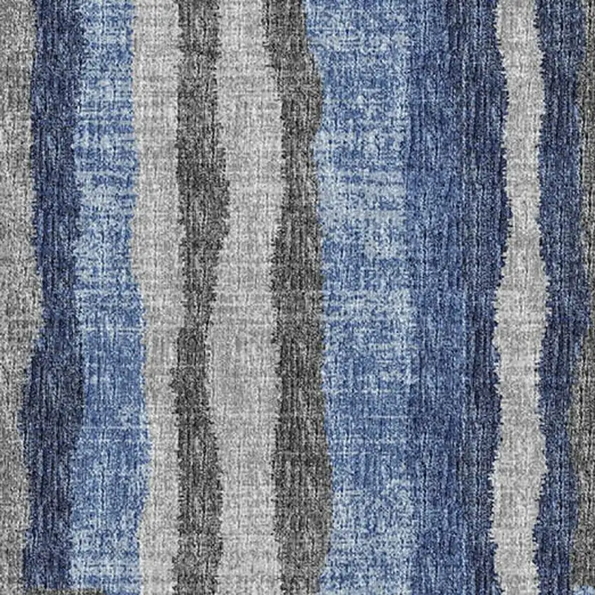 Blue Ivory And Gray Abstract Washable Area Rug With UV Protection Photo 4