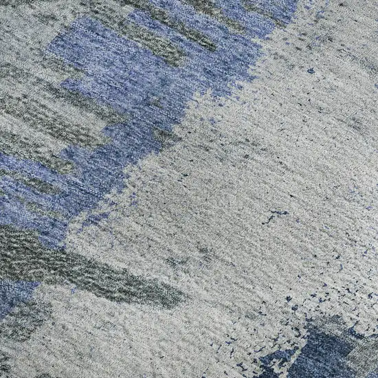 Blue Ivory And Gray Abstract Washable Area Rug With UV Protection Photo 2