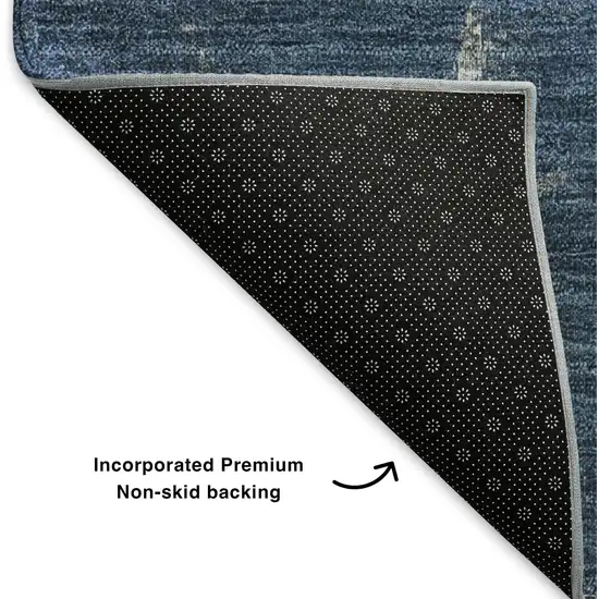 Blue Ivory And Gray Abstract Washable Area Rug With UV Protection Photo 6