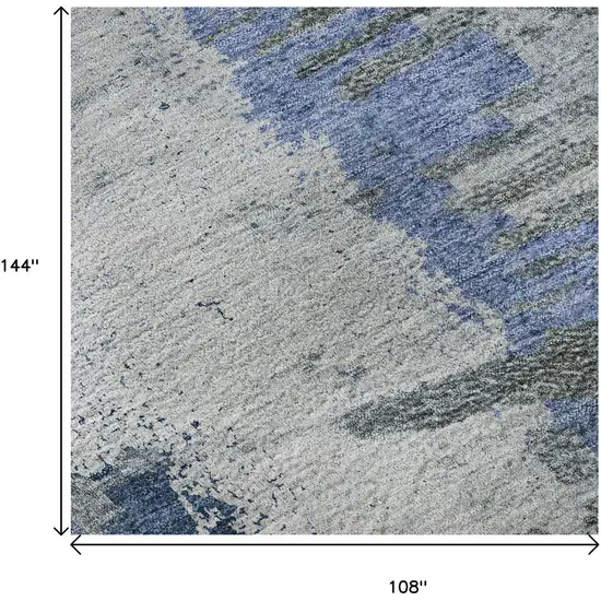 Blue Ivory And Gray Abstract Washable Area Rug With UV Protection Photo 9