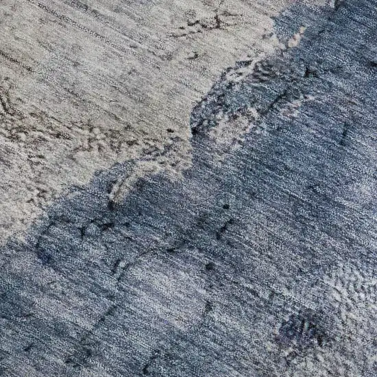 Blue Ivory And Gray Abstract Washable Area Rug With UV Protection Photo 4