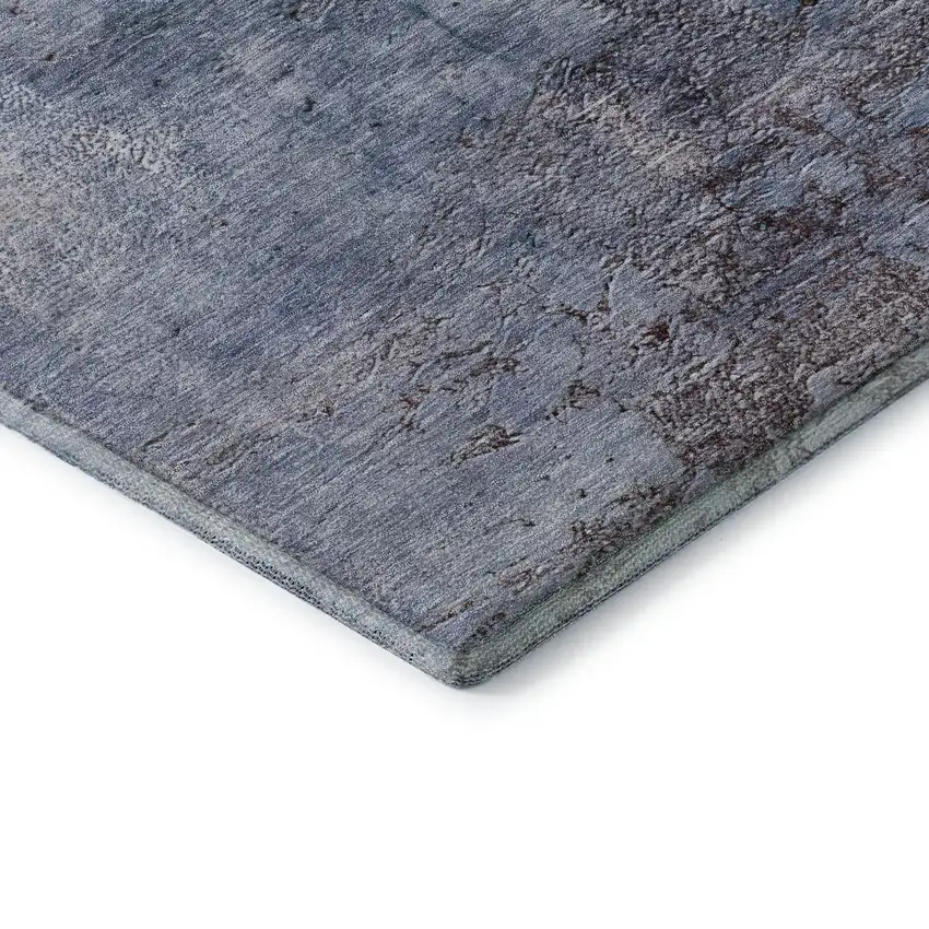 Blue Ivory And Gray Abstract Washable Area Rug With UV Protection Photo 8