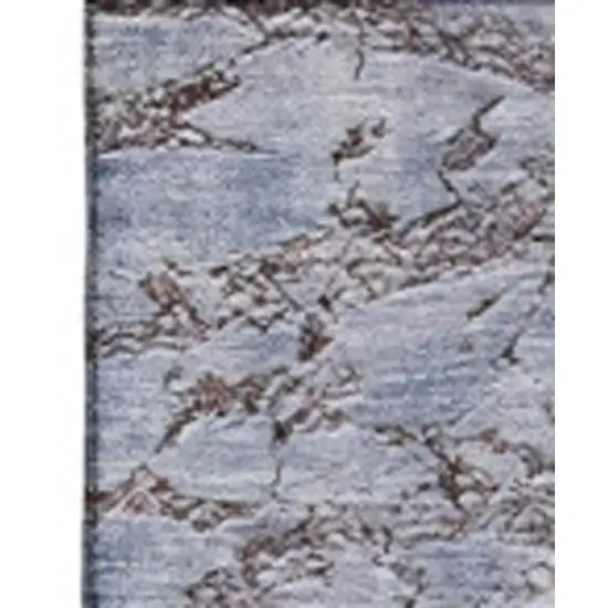Blue Ivory And Gray Abstract Washable Area Rug With UV Protection Photo 3