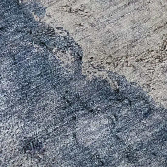 Blue Ivory And Gray Abstract Washable Area Rug With UV Protection Photo 9