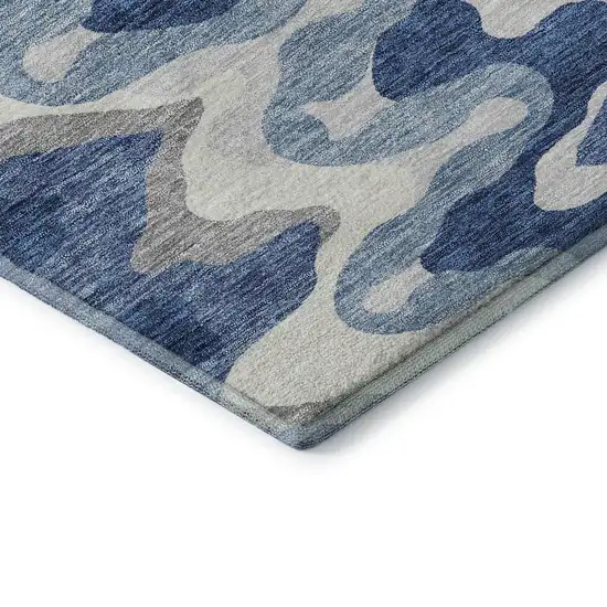 Blue Ivory And Gray Abstract Washable Area Rug With UV Protection Photo 8