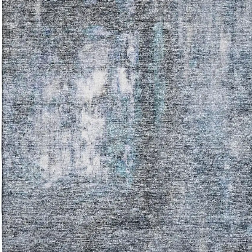 Blue Ivory And Gray Abstract Washable Area Rug With UV Protection Photo 3