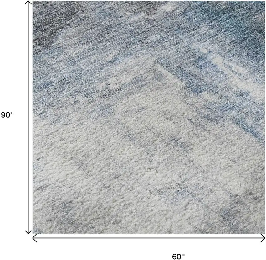 Blue Ivory And Gray Abstract Washable Area Rug With UV Protection Photo 9