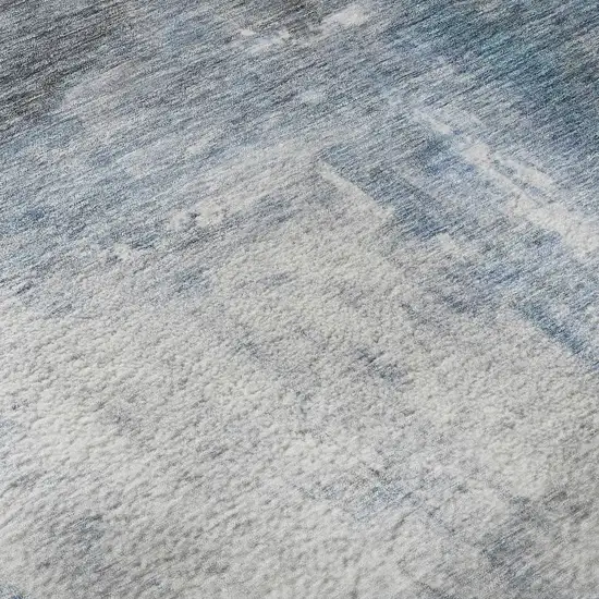 Blue Ivory And Gray Abstract Washable Area Rug With UV Protection Photo 1