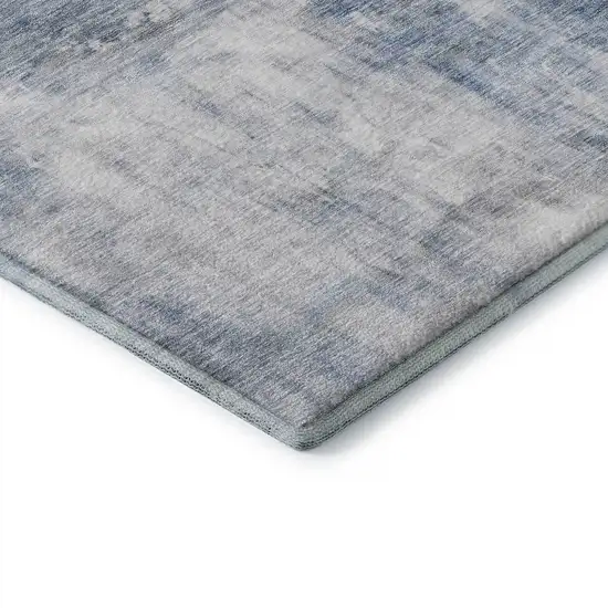 Blue Ivory And Gray Abstract Washable Area Rug With UV Protection Photo 6