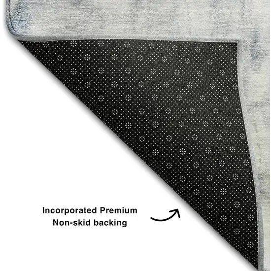 Blue Ivory And Gray Abstract Washable Area Rug With UV Protection Photo 5