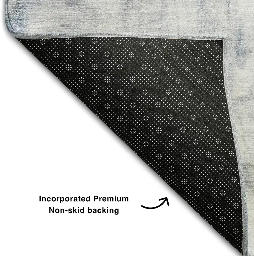 Blue Ivory And Gray Abstract Washable Area Rug With UV Protection Photo 5