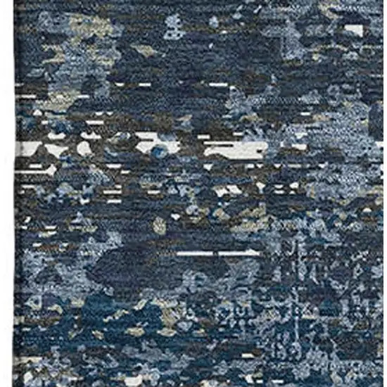 Blue Ivory And Gray Abstract Washable Area Rug With UV Protection Photo 2