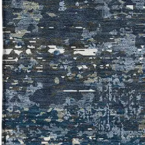 Photo of Blue Ivory And Gray Abstract Washable Area Rug With UV Protection
