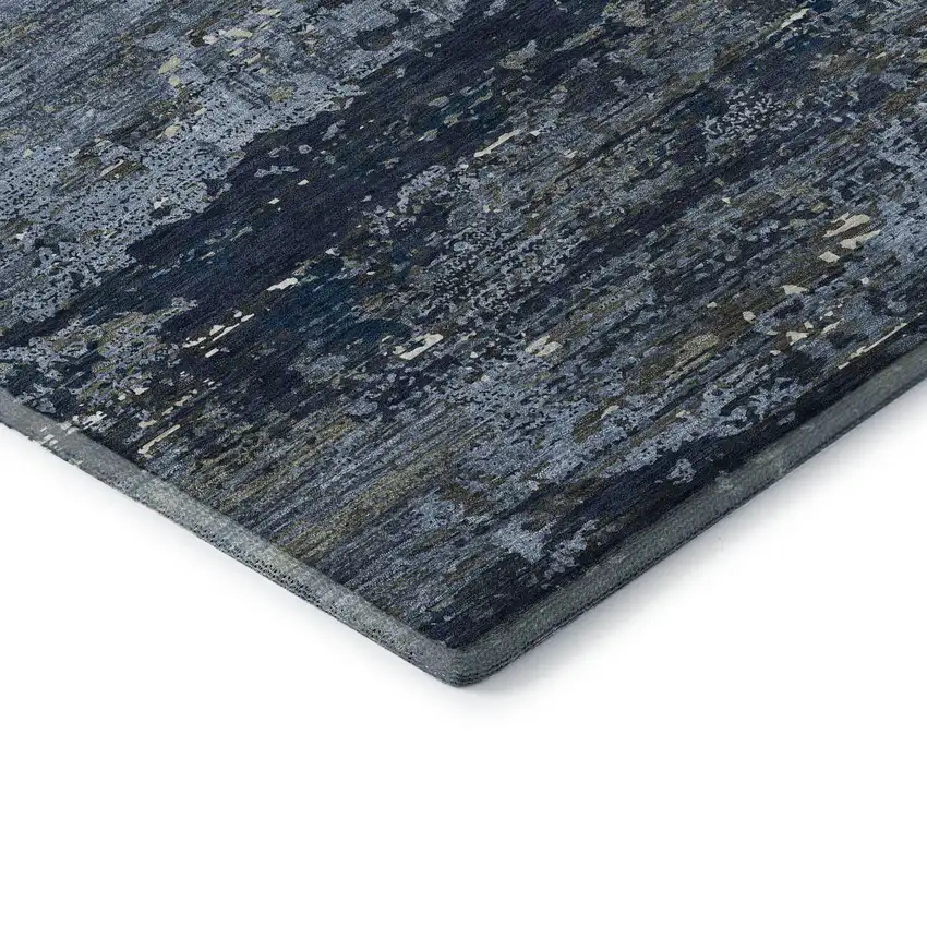 Blue Ivory And Gray Abstract Washable Area Rug With UV Protection Photo 7