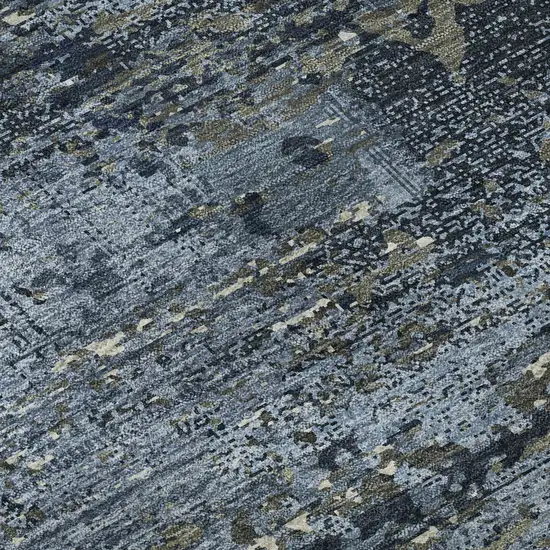 Blue Ivory And Gray Abstract Washable Area Rug With UV Protection Photo 9