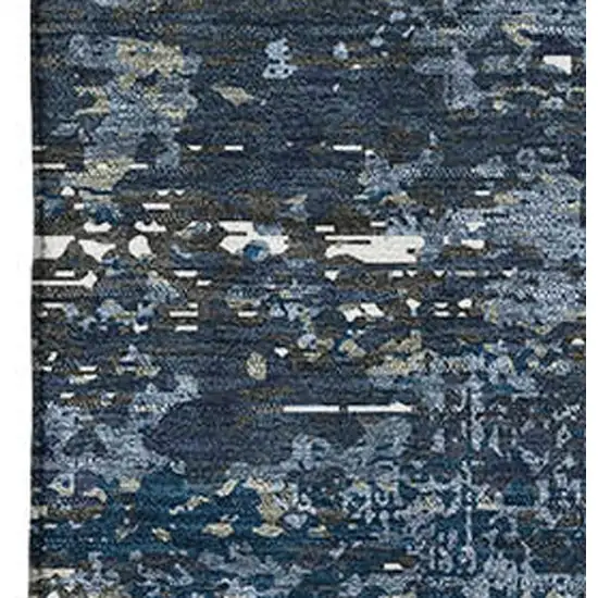 Blue Ivory And Gray Abstract Washable Area Rug With UV Protection Photo 2