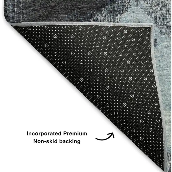 Blue Ivory And Gray Abstract Washable Area Rug With UV Protection Photo 6