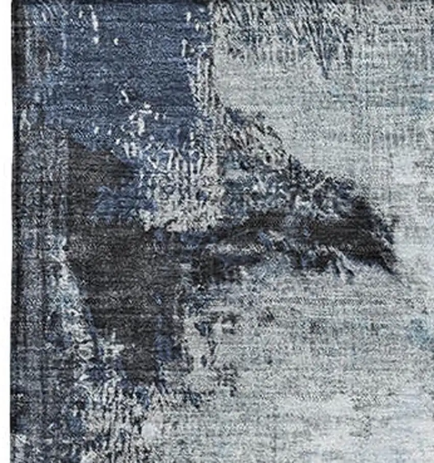 Blue Ivory And Gray Abstract Washable Area Rug With UV Protection Photo 3