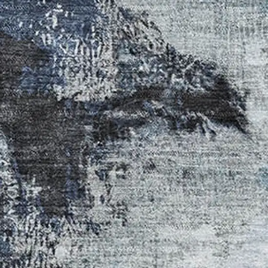 Blue Ivory And Gray Abstract Washable Area Rug With UV Protection Photo 2