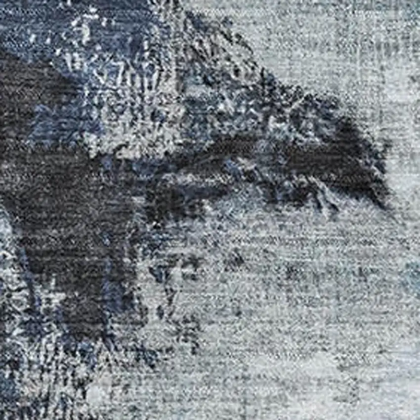 Blue Ivory And Gray Abstract Washable Area Rug With UV Protection Photo 2