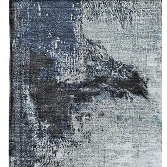 Blue Ivory And Gray Abstract Washable Area Rug With UV Protection Photo 3
