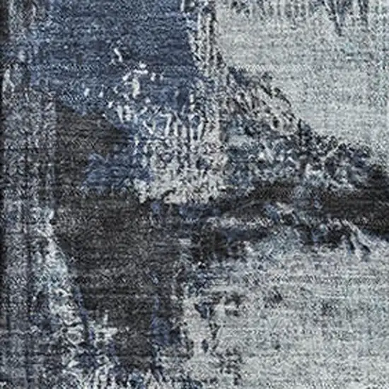 Blue Ivory And Gray Abstract Washable Area Rug With UV Protection Photo 2