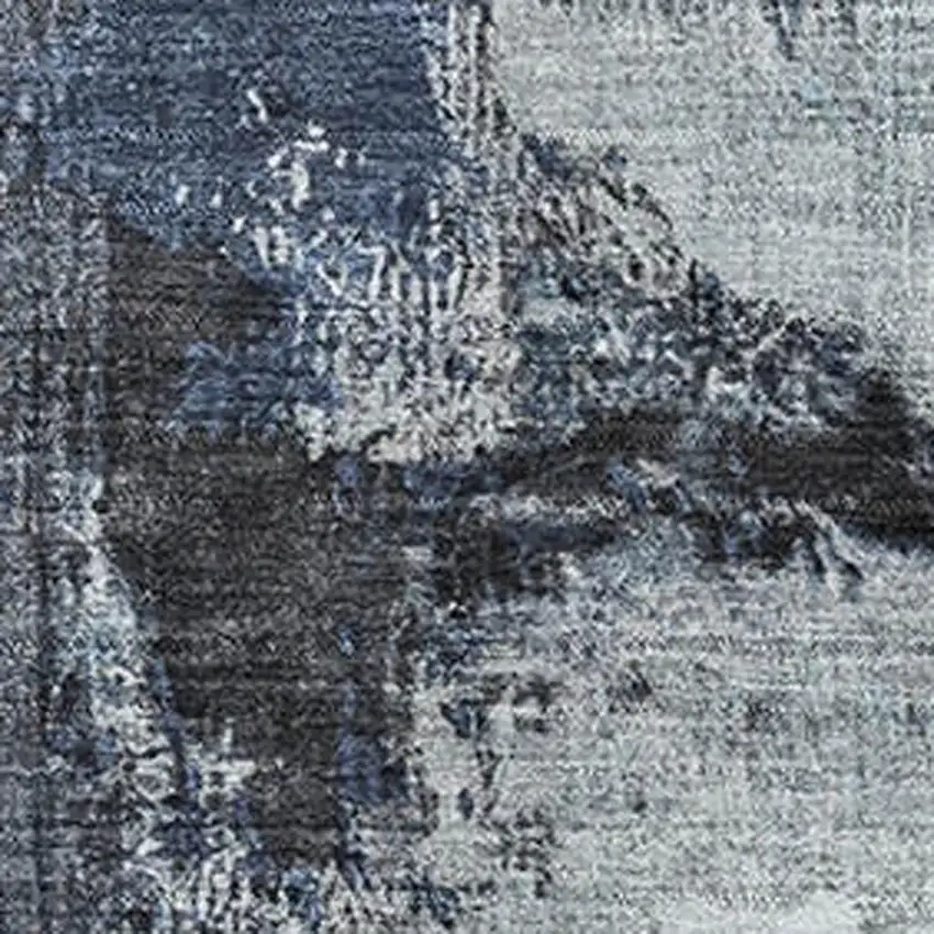 Blue Ivory And Gray Abstract Washable Area Rug With UV Protection Photo 2