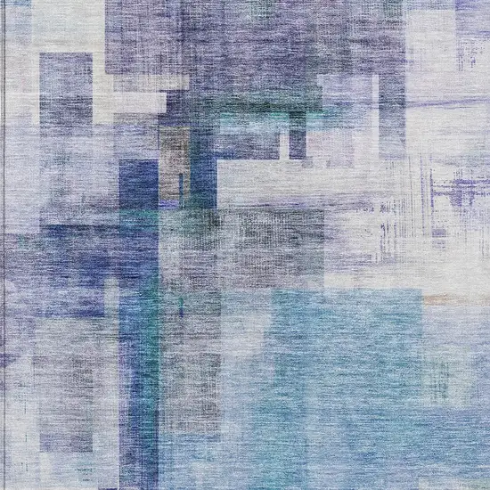 Blue Ivory And Gray Abstract Washable Indoor Outdoor Area Rug Photo 5
